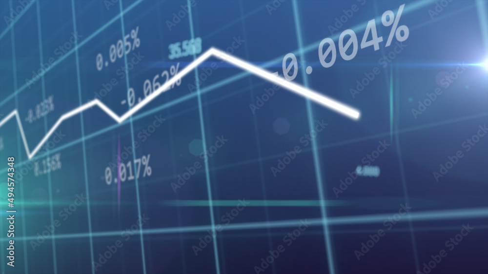 Financial statistics graph falling in stock market and world ecomony, crisis concept. 3d Render
