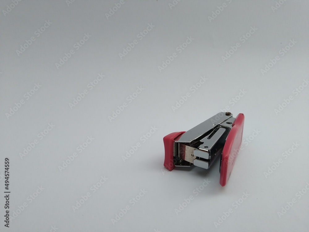 Office supplies in the form of staples on a white background Office supplies in the form of staples on a white background