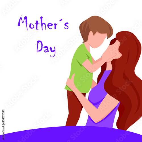 Happy Mother's Day. Happy woman with son. Lady with a child carrying.