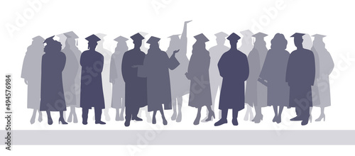 Silhouettes of students. Graduation, Students day. Vector