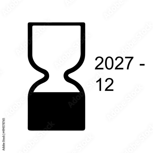 Cosmetics products Best Before End Of Date BBE symbol. Black hourglass icon