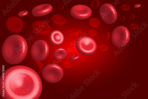 llustration in 3D: Medicine concept: Composition of red blood cells with copy space 