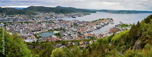 View of the bay and harbor in Bergen from the lookout mountain Floyen © Jan
