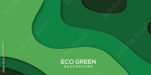 Modern green abstract background paper art style. Eco concept design template.Vector illustration.