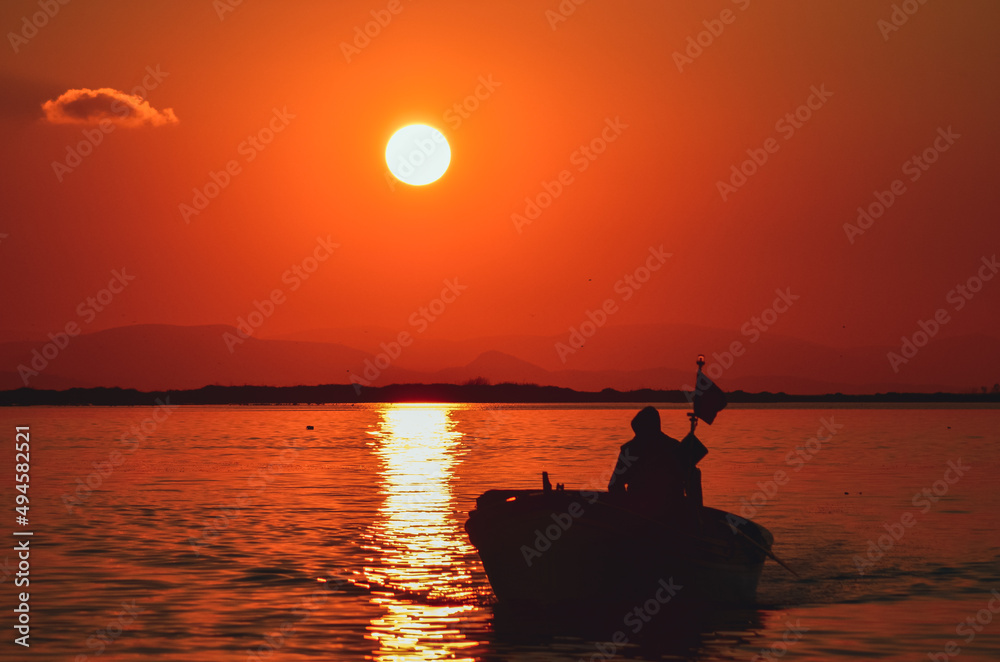 boat in the sunset