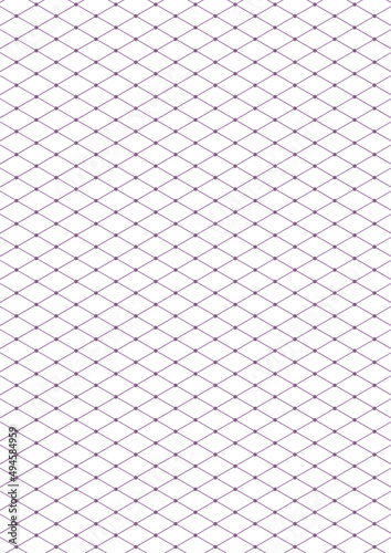 Graph paper. Printable isometric color grid paper with color lines. Geometric background for school, textures, notebook, diary, notes, print, books. Realistic lined paper blank size A4