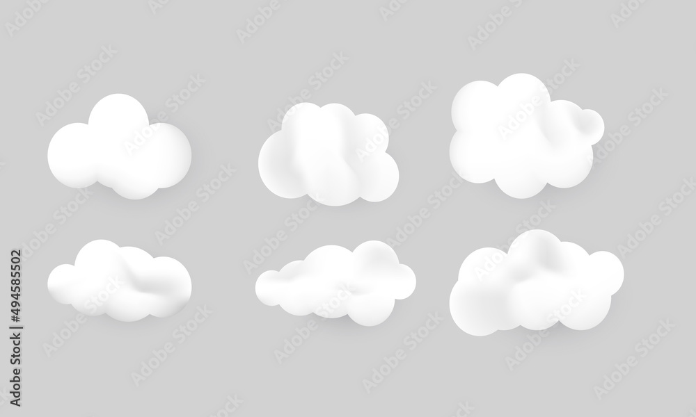 3d render design clouds set isolated on background