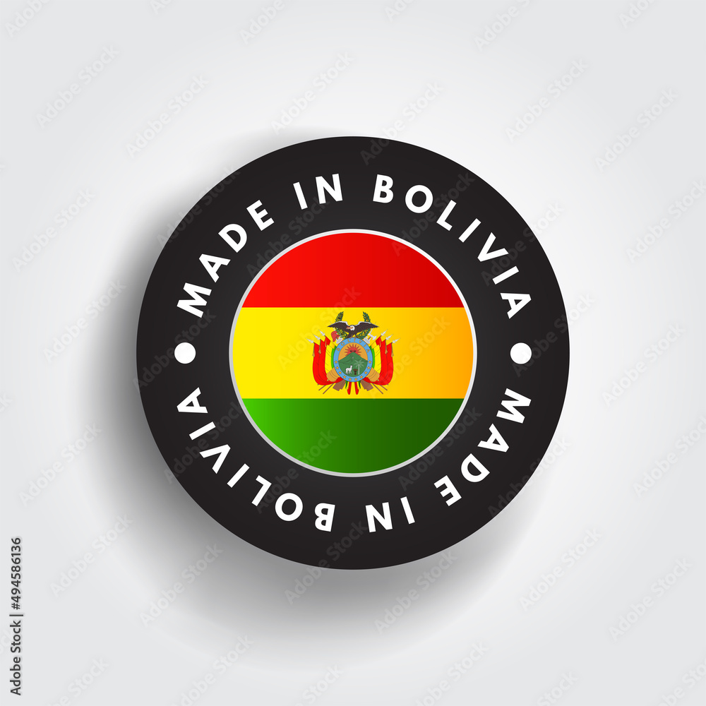 Fototapeta premium Made in Bolivia text emblem badge, concept background