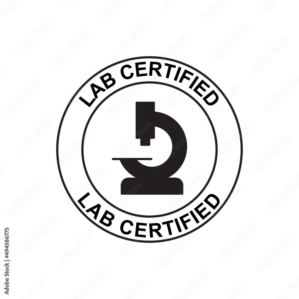 Lab certified label icon in black flat glyph, filled style isolated on white background Lab certified label icon in black flat glyph, filled style isolated on white background