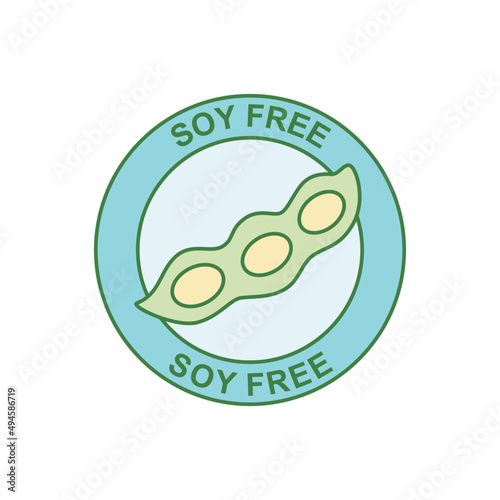 Soy Free Food labelicon  in color icon, isolated on white background  photo