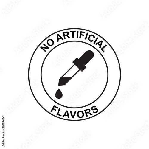 No artificial flavors Label icon in black flat glyph, filled style isolated on white background 