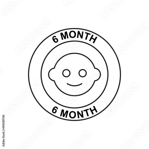 6 month infant icon label icon in black line style icon, style isolated on white background