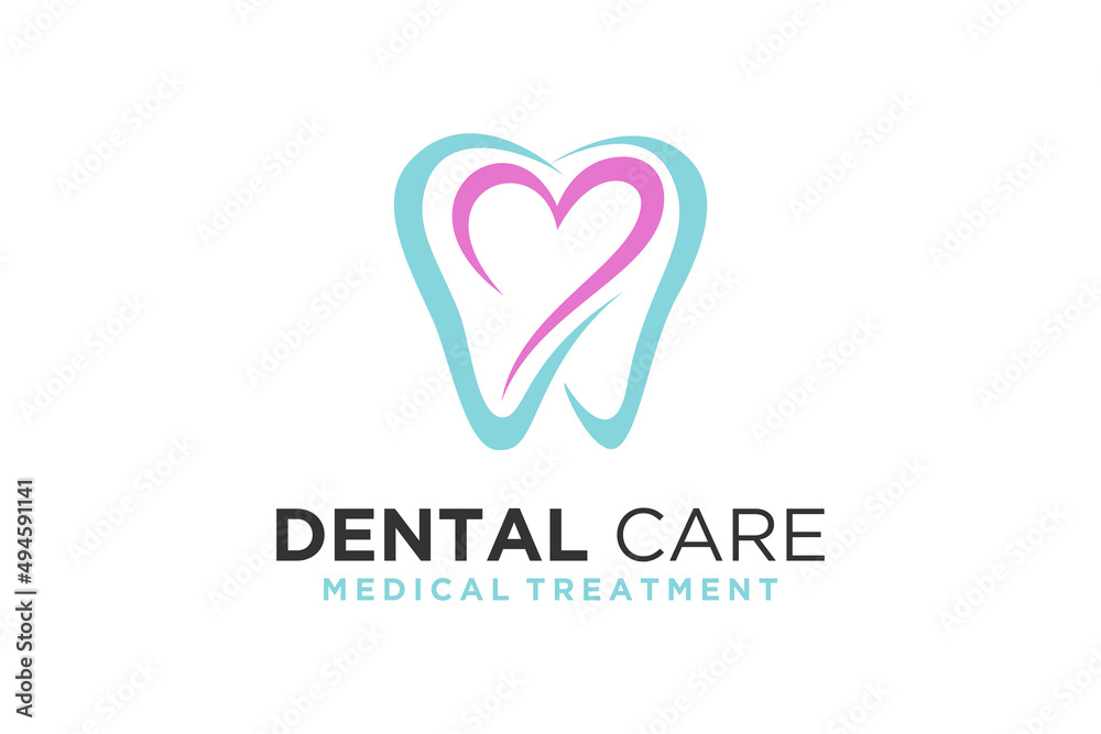Tooth Teeth Dentist Dental dentistry Heart Love logo design vector