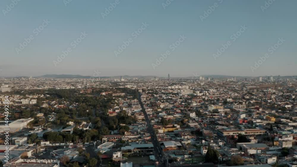 Aerial View Of Puebla Municipality In Mexico During Daytime - drone shot Aerial View Of Puebla Municipality In Mexico During Daytime - drone shot