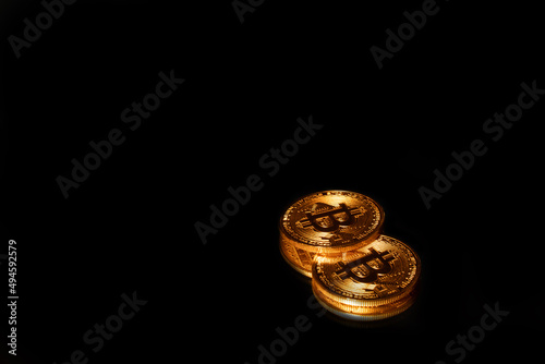 Bitcoin, Close-up of bitcoin cryptocurrency chart concept idea. Selective focus