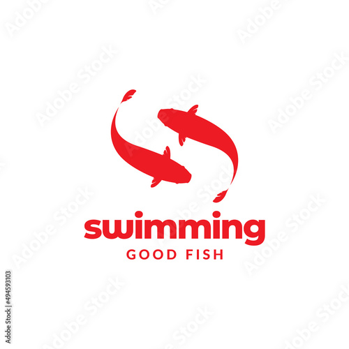  letter s with fish koi logo design, vector graphic symbol icon illustration creative idea