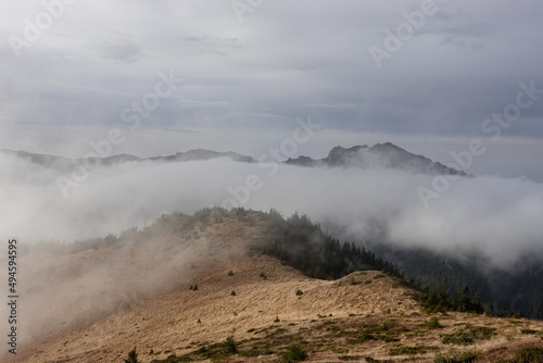 Landscape with Mountain Peaks and Fog