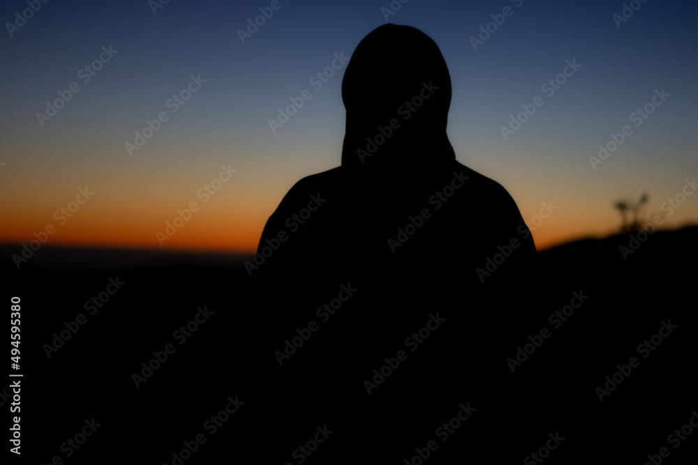 silhouette of a person at sun set