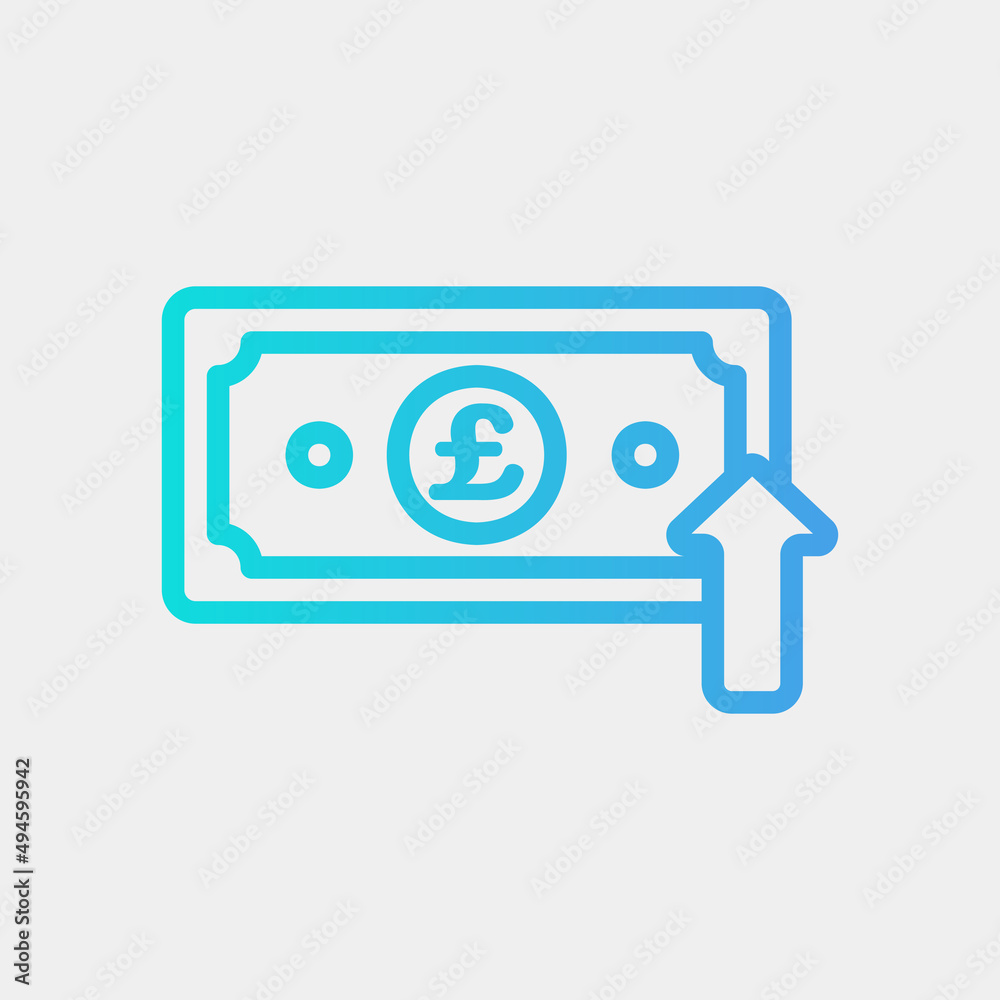 Pound sterling up icon in gradient style about currency, use for website mobile app presentation Pound sterling up icon in gradient style about currency, use for website mobile app presentation