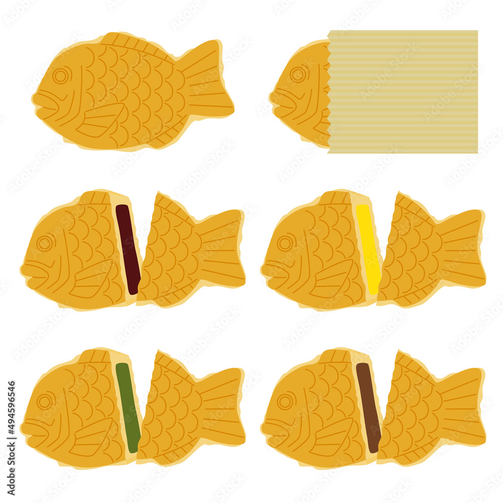たい焼きのイラストセット Stock Vector Adobe Stock