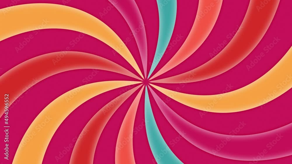 Curve yellow and orange radial lines rotate on a 4k rough surface red background. Curve yellow and orange radial lines rotate on a 4k rough surface red background.