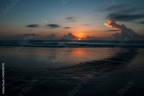 beautiful dawn at sea with clouds in Arroio do Sal ,brazil 