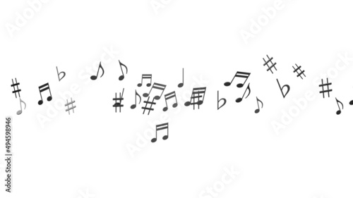 Black musical notes on white background. 3D illustration for background.
