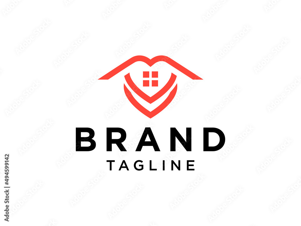 Love Home Logo. Red Linear Style Heart and House Icon Combination ...