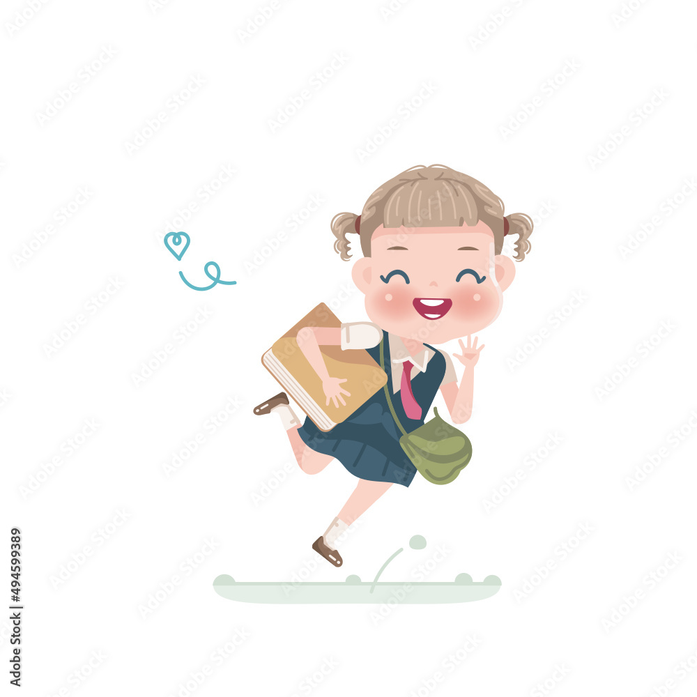 little girl in a uniform jumps. little girl in a uniform jumps.