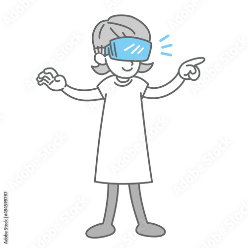 VRゴーグルを使用してメタバース体験する女性
