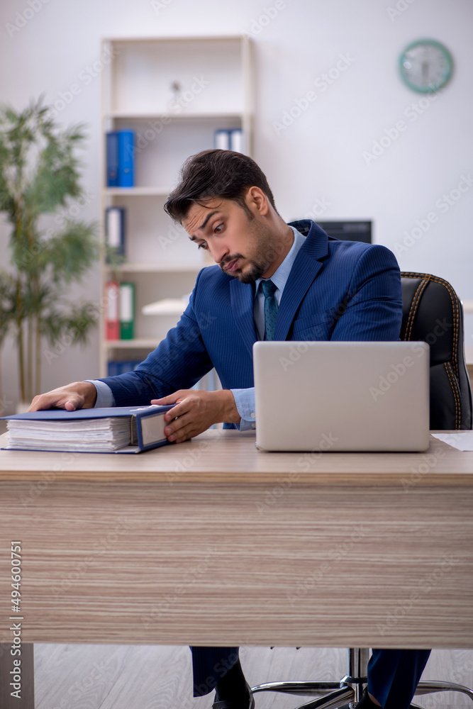 Young male employee working in the office Young male employee working in the office