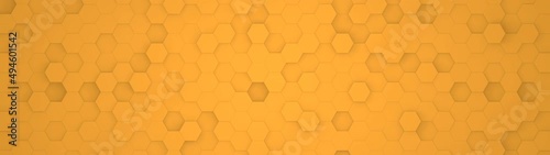 Digital geometry waves with orange mesh in ultra wide angle and orthographic view. Futuristic polygon technology tiles. Animation background.