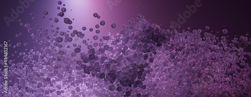 Pink and Purple Banner with Futuristic, Suspended Molecules. Medical or Cutting Edge Technology concept.