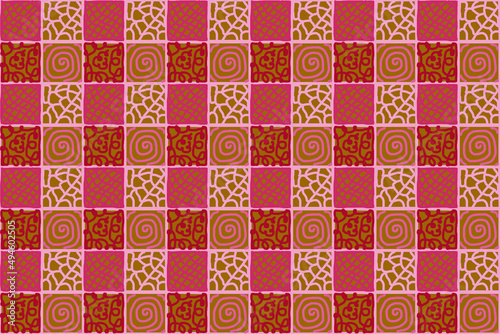Seamless wallpaper with a seamless pattern in beautiful pink tones for African fashion fabrics and printed products, brown background.