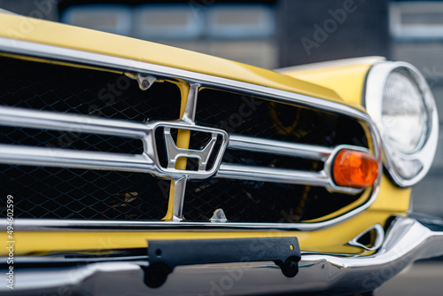 Yellow Japanese Classic Convertible Sports Car