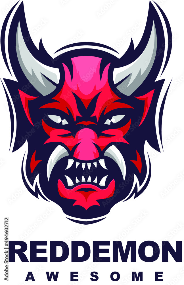 red demon head character mascot logo