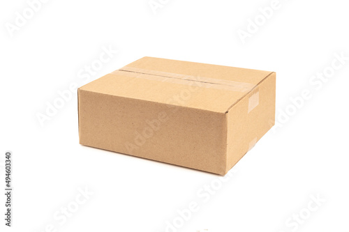  Brown cardboard box isolated on white © Suraphol