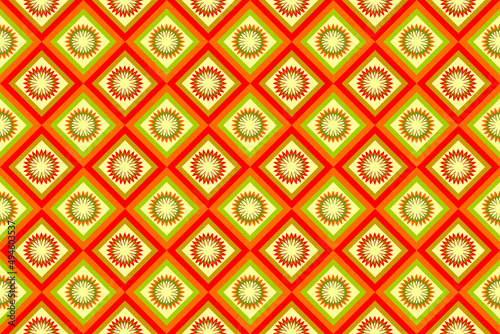 Seamless geometric ethnic fabric pattern, light yellow-orange floral pattern, Thai fabric design, carpet, wallpaper, curtain, cushion, clothing, wrap, batik