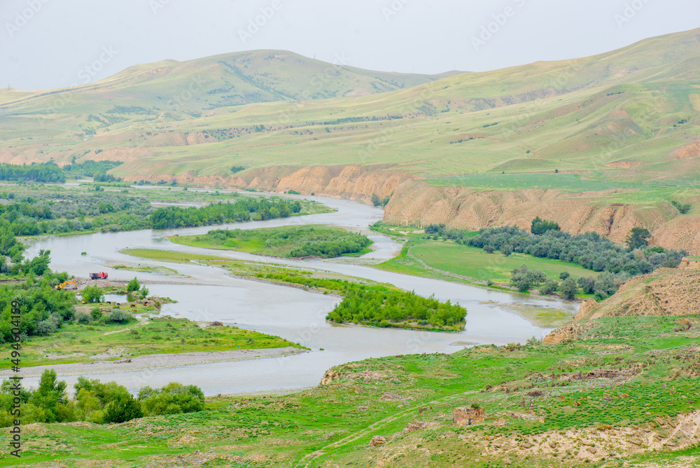 river floodplain small in georgia flows in summer