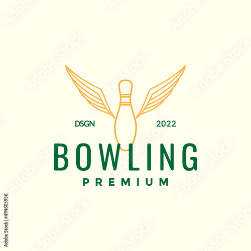 bowling pin with wings logo design, vector graphic symbol icon illustration creative idea