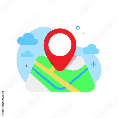 map and pin icon, location access permission concept illustration flat design vector eps10. modern graphic element for landing page, empty state ui, infographic
