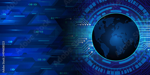 world binary circuit board future technology, blue hud cyber security concept background