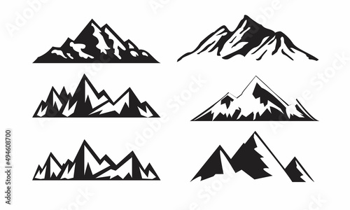 Photography Set of mountains silhouette Icons vector