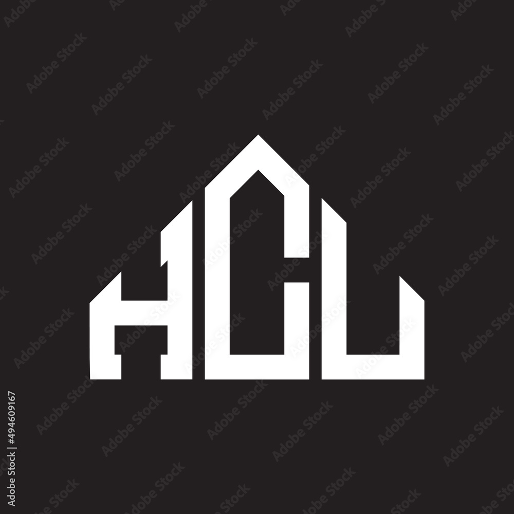 HCU letter logo design on Black background. HCU creative initials letter logo concept. HCU letter design. 