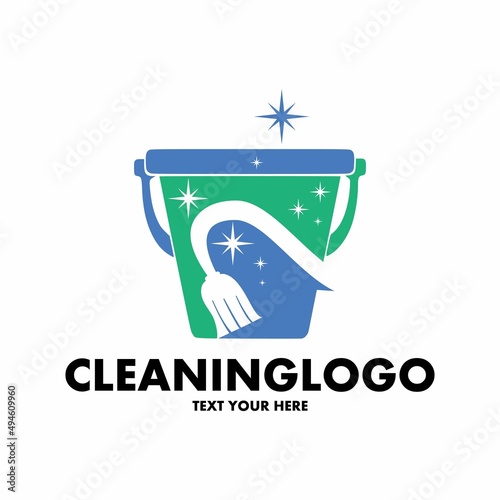 Cleaning vector logo template. This design use bucket symbol. Suitable for maintenance.