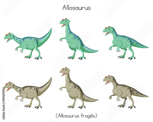 Allosaurus in green and gray color