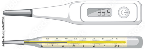 Thermometer mercury and digital thermometer