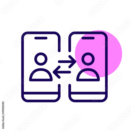 Peer to peer money transfers or payments. Pixel perfect, editable stroke icon