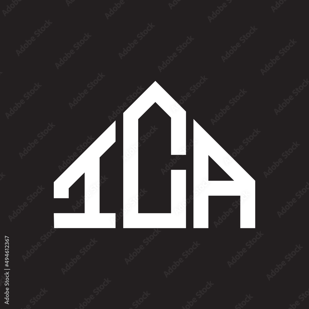 ICA letter logo design on Black background. ICA creative initials letter logo concept. ICA letter design. ICA letter logo design on Black background. ICA creative initials letter logo concept. ICA letter design.