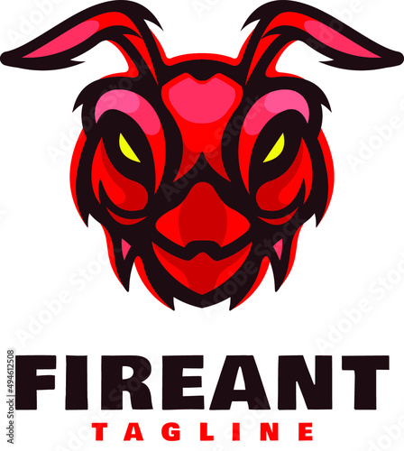 red ant heaed charactaer mascot logo